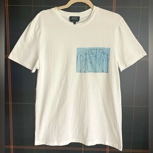A.P.C. Short sleeved tee w/ blue denim-look pocket graphic, M, never worn